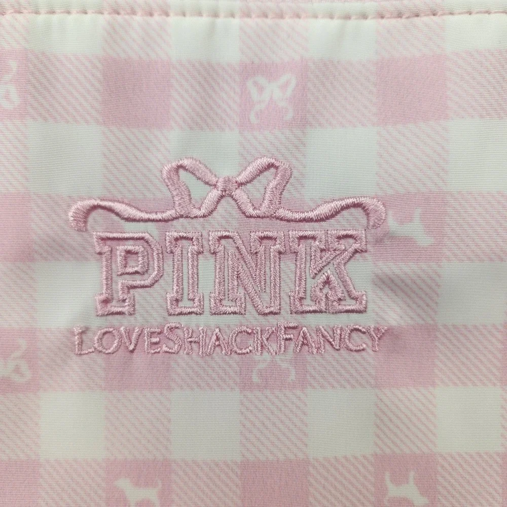 PINK Victoria's Secret x LoveShackFancy Gingham Tote Bag Pink White NWT 27149783